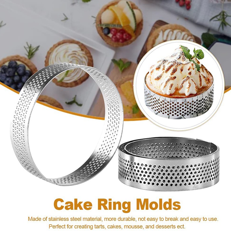 Cetakan Ring Kue, 6Pcs Ring Tart Berpori Stainless Steel, Cetakan Ring Kue Pie Berlubang, Ring Mousse Kue Dengan Lubang 7cm