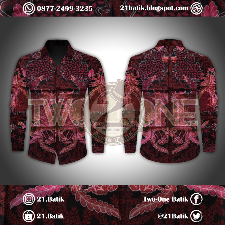 BATIK TULIS PREMIUM HALUSAN KEMEJA PRIA / WANITA FULL ISIAN (WARNA MERAH MUDA MERAH TUA)