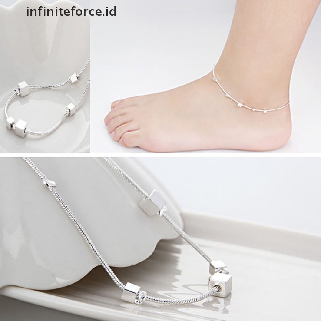 Infiniteforce.id Gelang Kaki Rantai Lapis Silver 925 Untuk Wanita