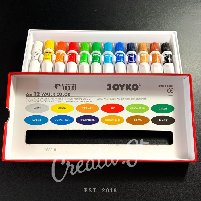 

air-cat- cat air watercolor 18 warna titi joyko 6 ml -cat-air.