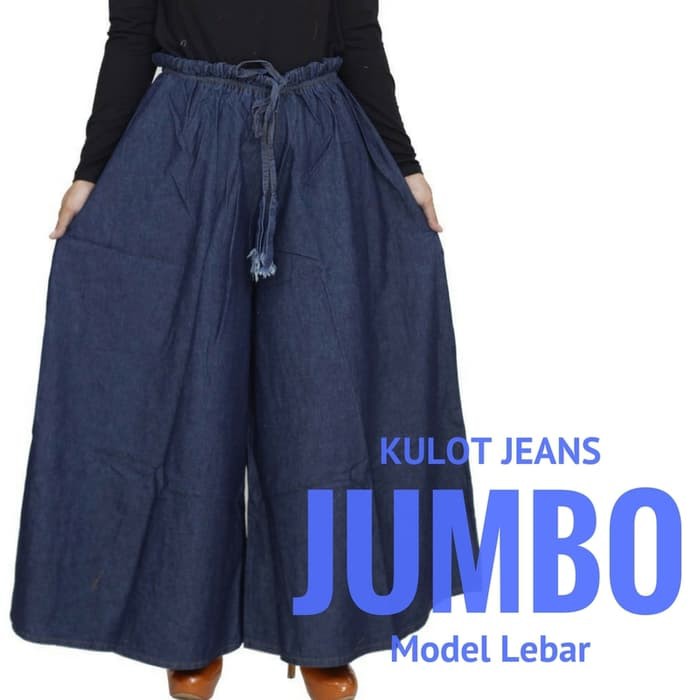 Celana Panjang Kulot Wanita Muslimah JUMBO Bahan Jeans Grosir - SH25