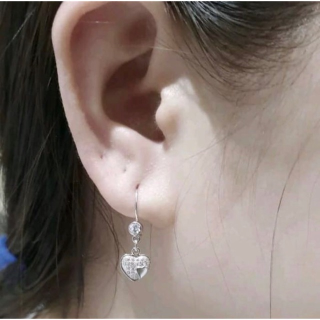 Anting love anting wanita perak 925 lapis emas putih