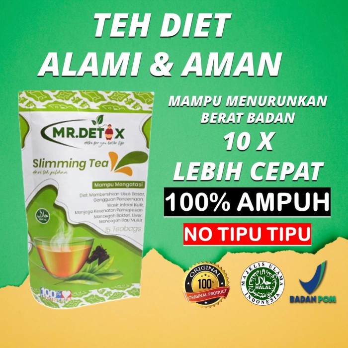 

ORIGINAL MURAH Slimming Tea Teh Diet Alami Detox Herbal Pelangsing Tubuh 15 Tea Bag