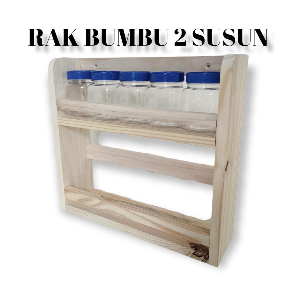 Tempat Bumbu Dapur Kayu Set 5 Pcs Toples Rak Bumbu Dapur Kayu