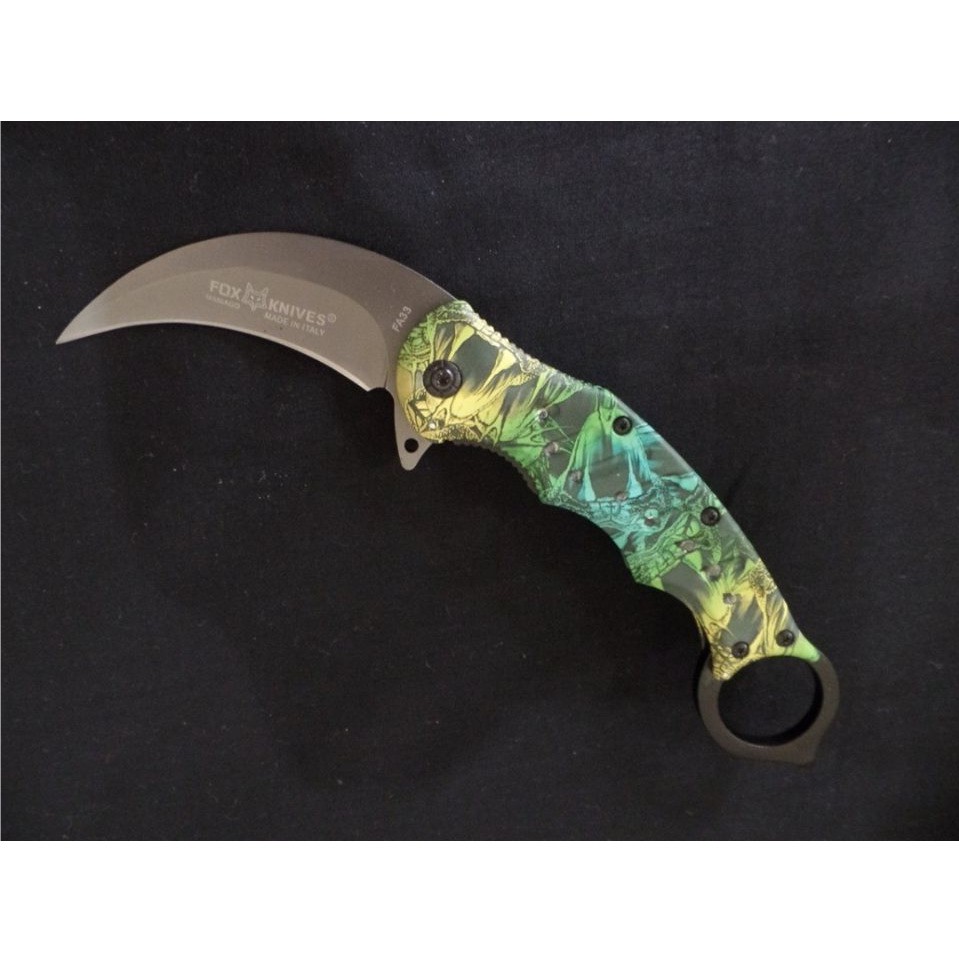 New Item! PISAU LIPAT KERAMBIT FOX FA33 P964-1 FOLDING KNIFE SURVIVAL OUTDOOR Baru!