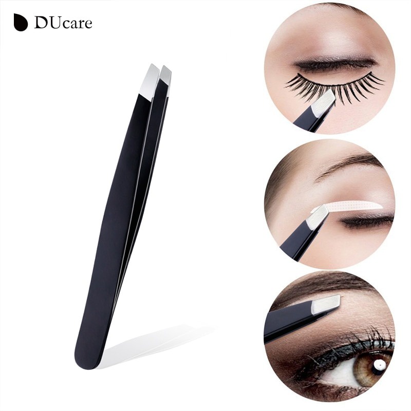 Pinset Perapi Pencabut Alis Tebal Eyebrow Tweezer 3 PCS Premium Case - Black Hitam