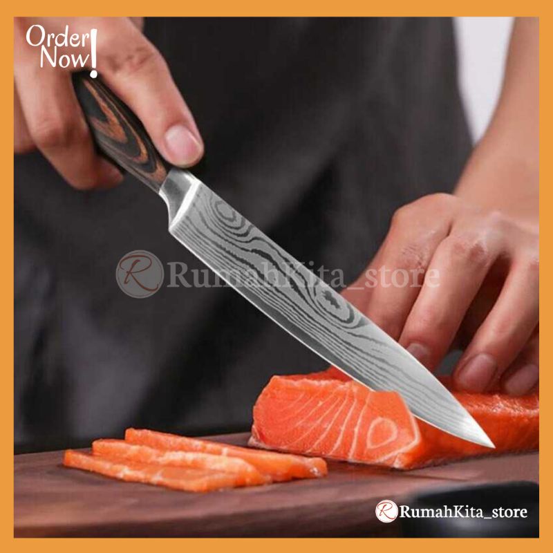 Set Pisau Dapur Damascus Pattern Stainless Steel
