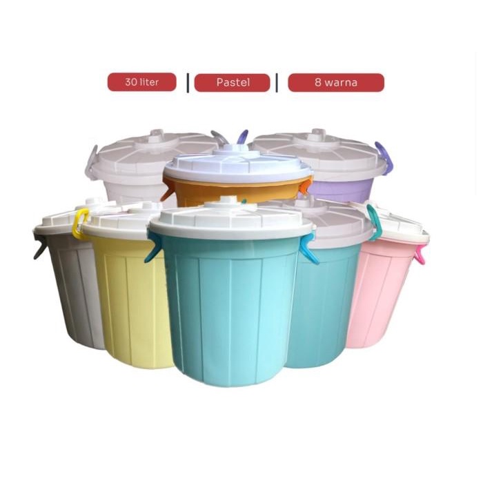 Baskom Ember Putih Bertutup Bergagang / Ember Aesthetic / Ember Cantik Besar