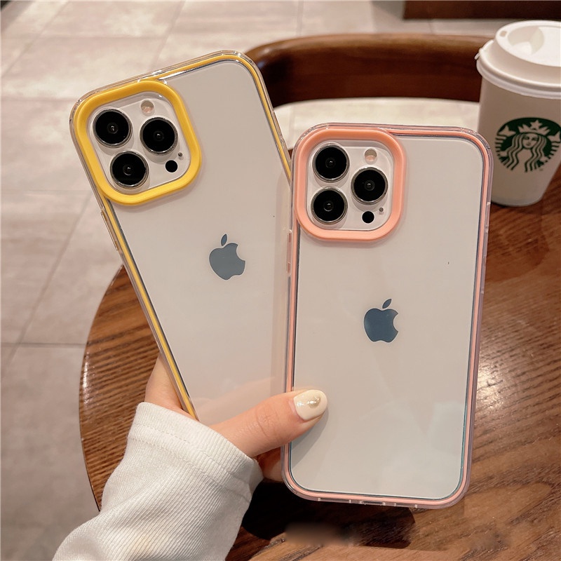 Soft Case Transparan Shockproof Warna Permen Untuk iPhone 13 Pro MAX 12 11 Pro MAX XR IX XS MAX i7 i8 Plus