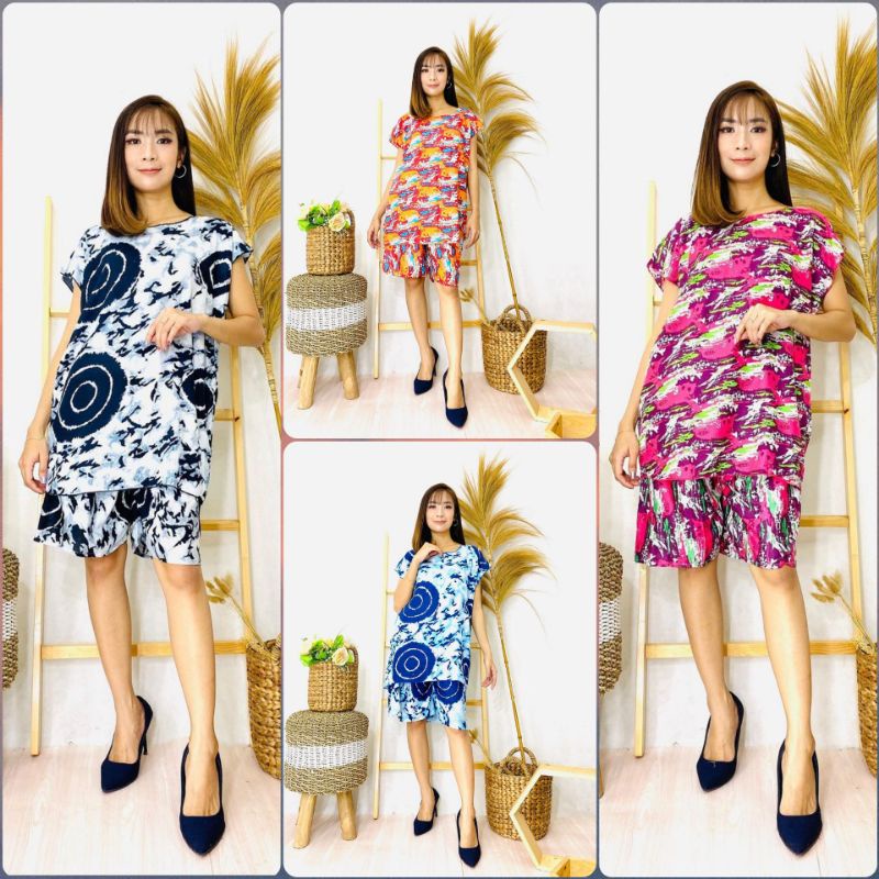 Baju Setelan one set pendek wanita kekinian terbaru / Baju Tidur 3in1 Piyama Import Wanita Baju Ruma