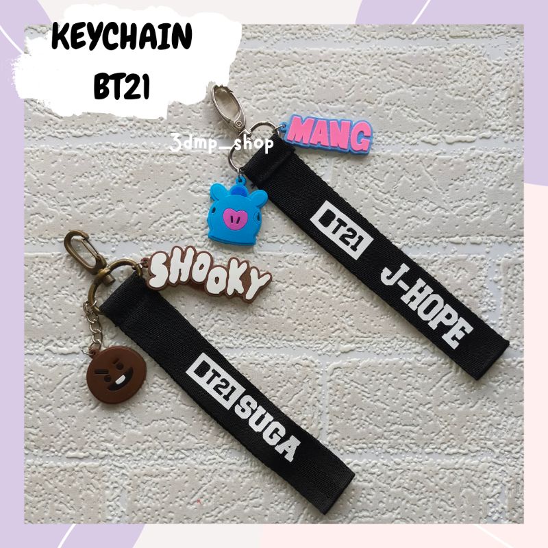 Gantungan kunci lanyard ganci keychain bt21 suga shooky jhope mang