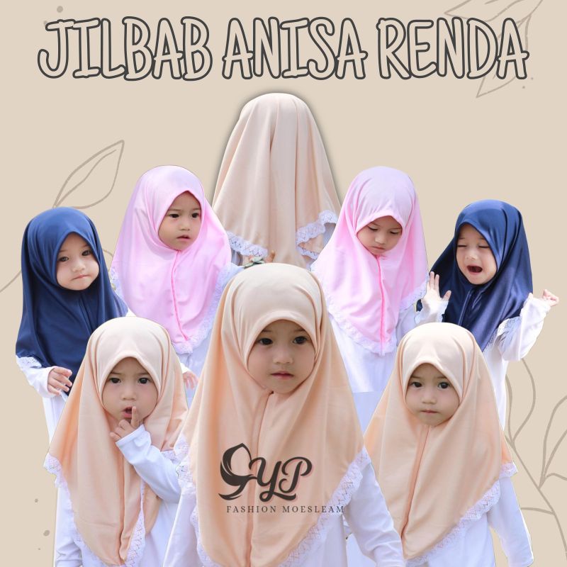 Jilbab Anak Bayi Anisa Renda Usia 0-3 th all size Premium/Hijab baby