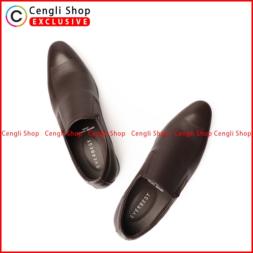 SEPATU PANTOFEL EVERBEST PRIA ORIGINAL FORMAL KULIT ASLI COKLAT EM10