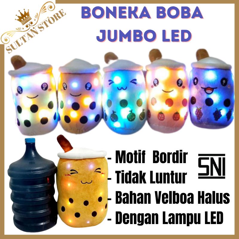 Boneka boba jumbo LED murah bahan velboa SNI ukuran 50cm boneka boba led jumbo 70cm murah boneka bob