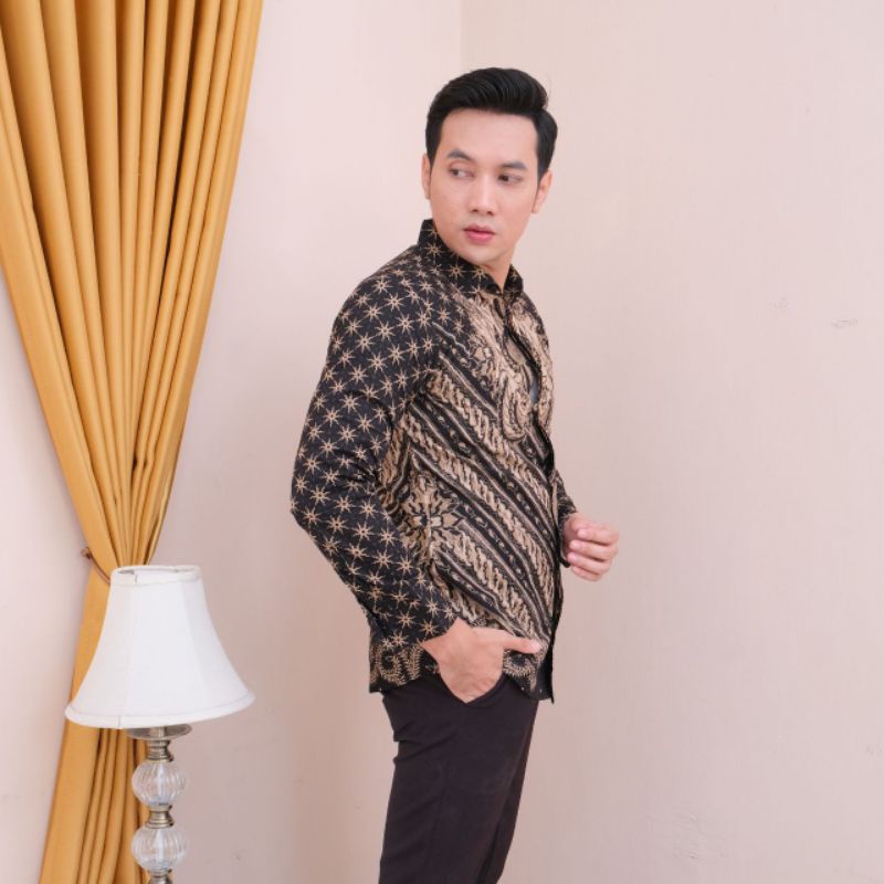 KEMEJA BATIK PRIA PREMIUM LENGAN PANJANG SLIMFIT BATIK ALUNA PCW 020