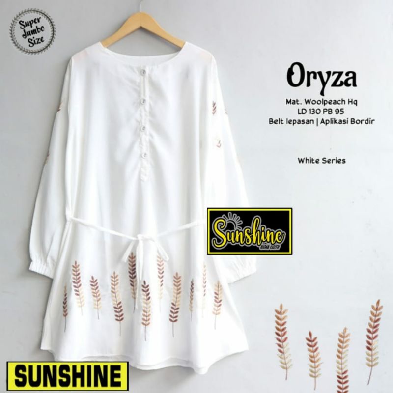 TUNIK PUTIH JUMBO LD 126-130 XXXL BORDIR BUNGA