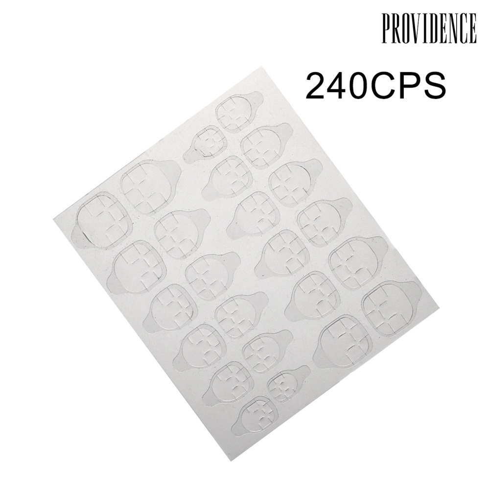 240pcs Stiker Perekat Kuku Palsu Warna Transparan Sekali Pakai Untuk Nail Art