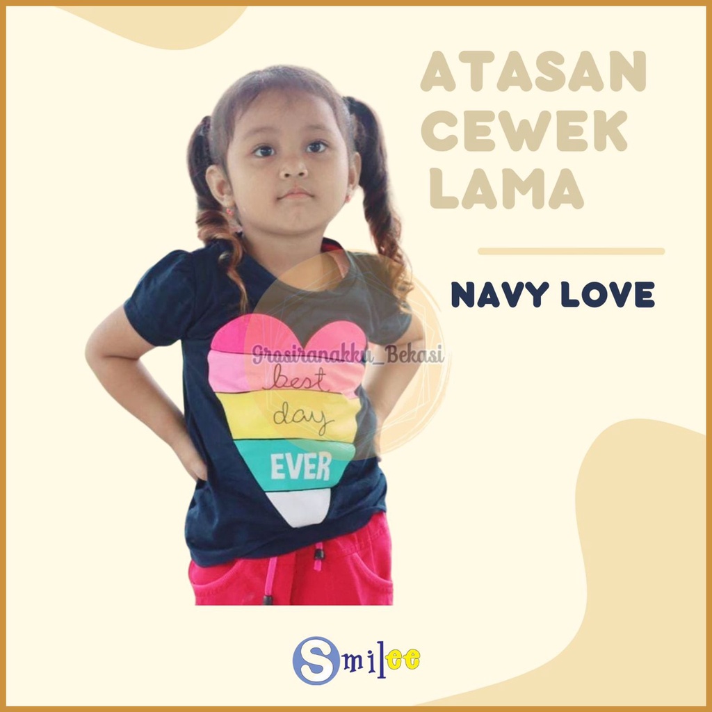 Atasan Anak Smilee Motif Navy Love Size 1-5Tahun