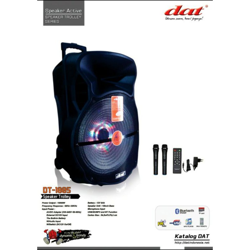 Speaker Trolley 18 inchi Karaoke USB BLUETOOTH FM