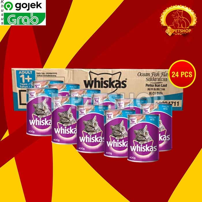 GOSEND Makanan Kucing Whiskas Kaleng Wetfod Grosir Dus Isi 24 PCS 400GR