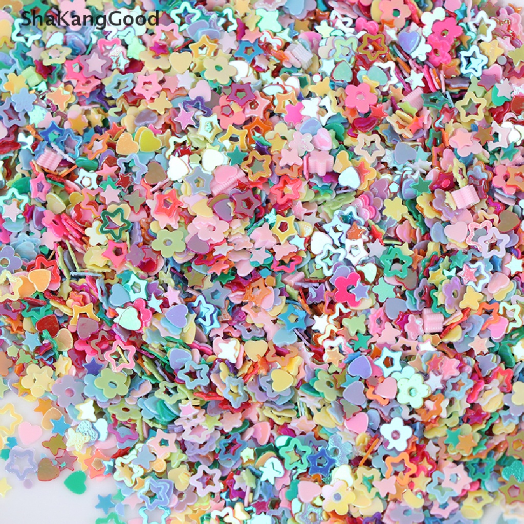 Glitter Flakes Bentuk Bintang Hati Bahan Resin Berat 15g Untuk Dekorasi