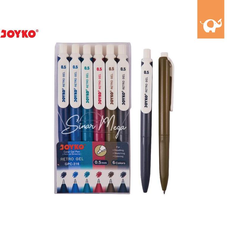 

Joyko Retro Gel Classic Color Pen GPC-316 0.5mm Set isi 6 Pulpen Warna Klasik Murah Berkualitas