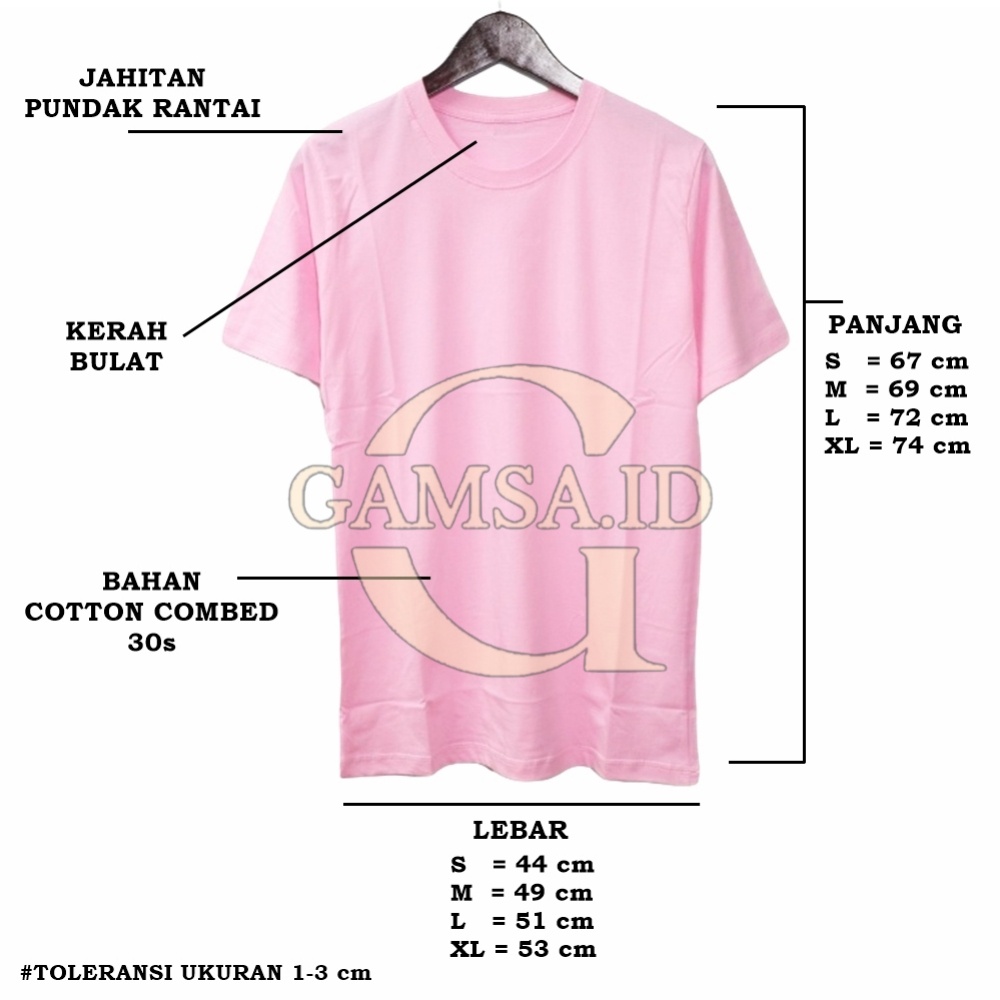 BAJU PENDEK PRIA WANITA - KAOS POLOS SANTAI PANTAI TSHIRT BAHAN COTTON COMBED 30 S