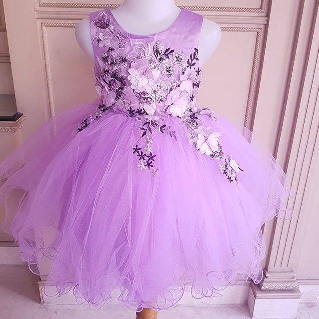 GA2559 PREMIUM ARINA DRESS PURPLE GAUN PESTA ULANG TAHUN ANAK PEREMPUAN UNGU BUNGA PENGAPIT WEDDING