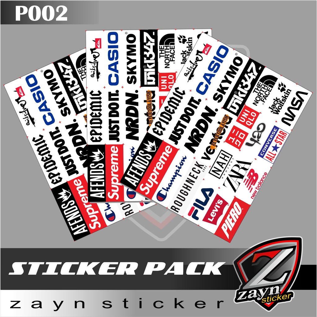 STICKER PACK STIKER PAK BRAND DISTRO SUPREME, QUIKSILVER, ZARA DLL MURAH VOL.2 P002