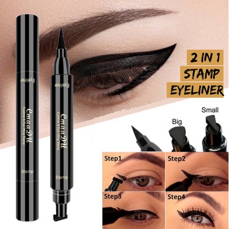 DB CmaaDu 2in1 Eyeliner Stamp Wing Eyeliner Liquid Waterproof Stamp Eyeliner 2 in 1 Eyeliner Spidol