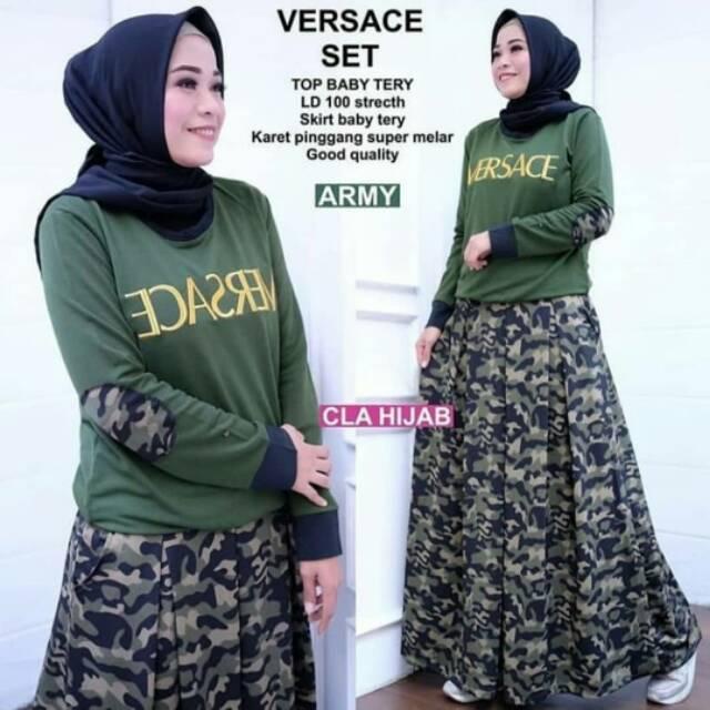 NS - New Versace Set VG Baju Setelan Gamis Atasan dan Rok Wanita Motif Armi