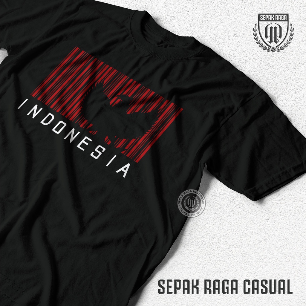 Kaos Indonesia Barcode - Kaos Casual Football Sepak Raga Indonesia