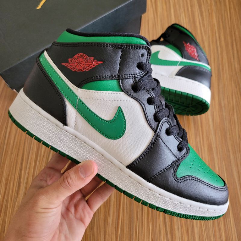 Air Jordan 1 Mid Pine Green Toe (GS) || dutch green toe