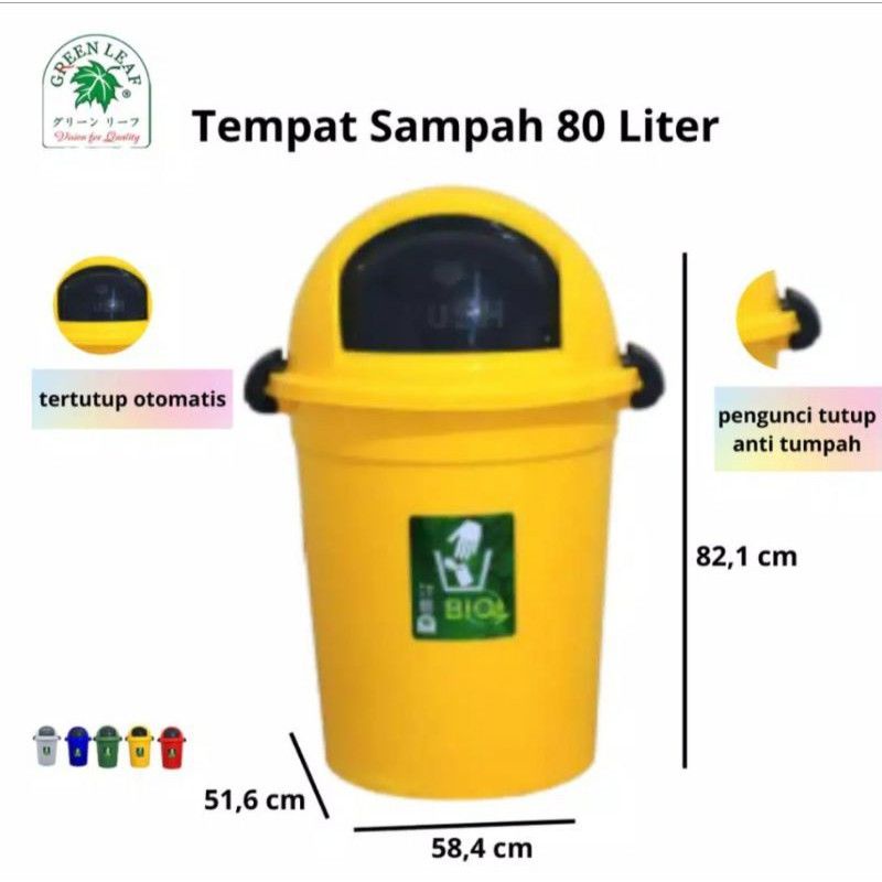 Tempat Sampah Goyang 80 Liter Bio Green Leaf