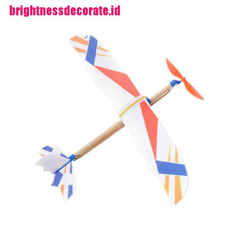 Brightid Mainan Pesawat Terbang Glider Tenaga Karet Elastis Diy Untuk Anak