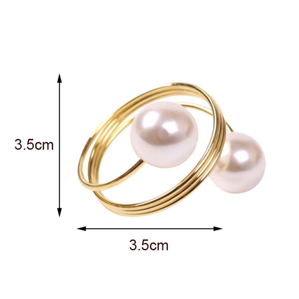 [Elegan] Serbet Ring Mutiara 6 /12pcs Dekorasi Meja Resepsi Pernikahan Hotel Serviette Gesper