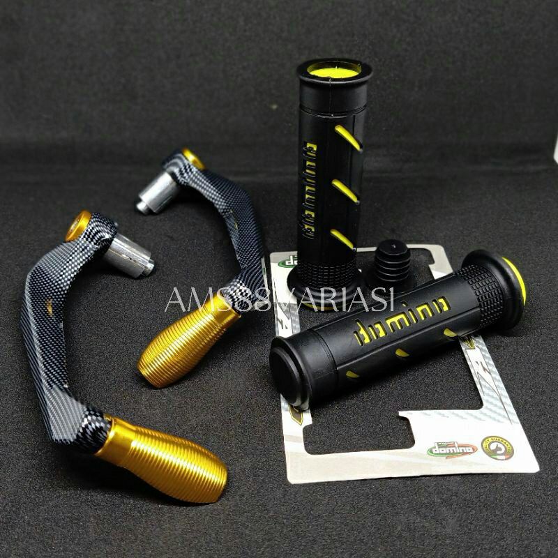 Paket 2 Item Grip Handgrip Domino Sisik + Proguard Carbon Variasi Model Sabit Universal Semua Motor