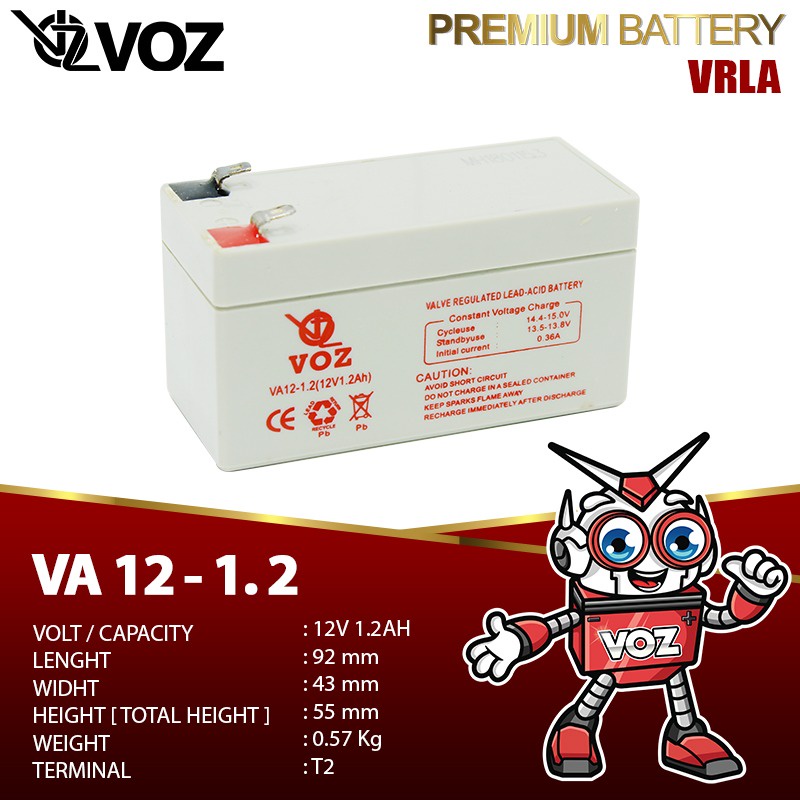 Aki Kering VOZ 12V 1.2AH Baterai Timbangan VRLA Batere Aki Mainan PABX