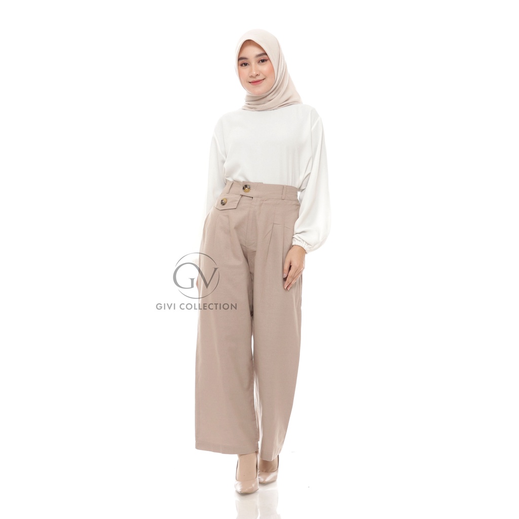 Celana Kulot Highwaist Bahan linen rami / kulot rami