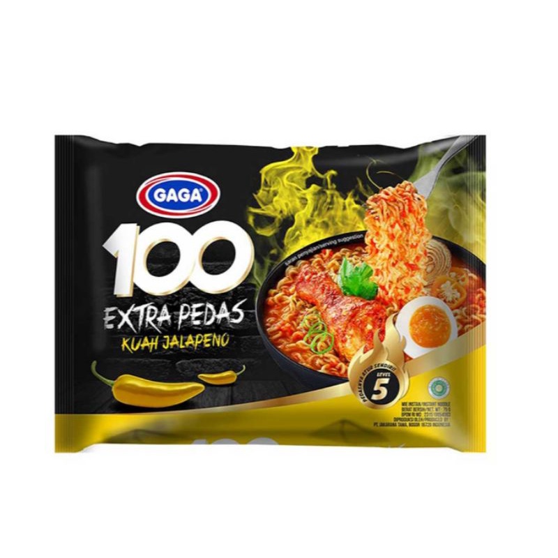 

GAGA 100 Mie level 5 Kuah Jalapeno Extra Pedas 70g 1 KARTON (Isi 40pcs)