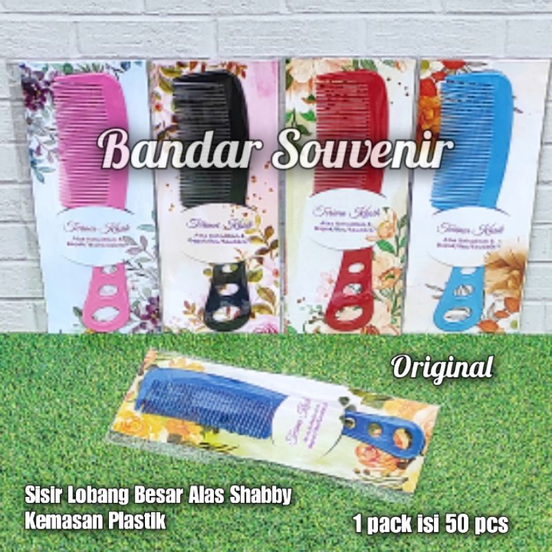 Isi 50 pcs Souvenir ORI Sisir Besar Uk. 21cm Alas Shabby Dibungkus Plastik