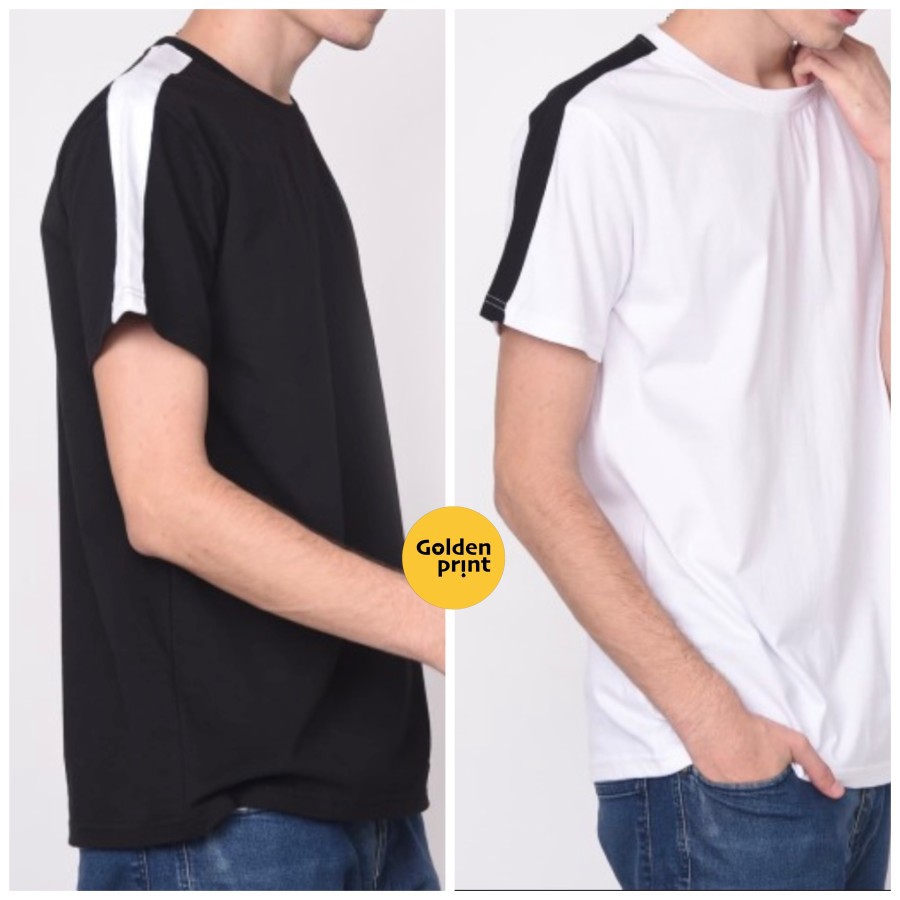 Kaos Polos List Lengan Hitam Dan Putih Kaos Polos Dengan List Lengan Shopee Indonesia