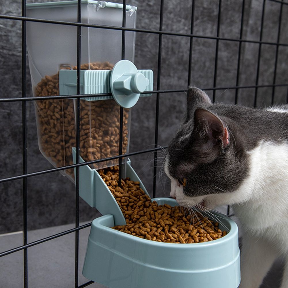 Tempat Makan / Minum Gantung Otomatis Bahan Plastik Untuk Anjing / Kucing / Kelinci