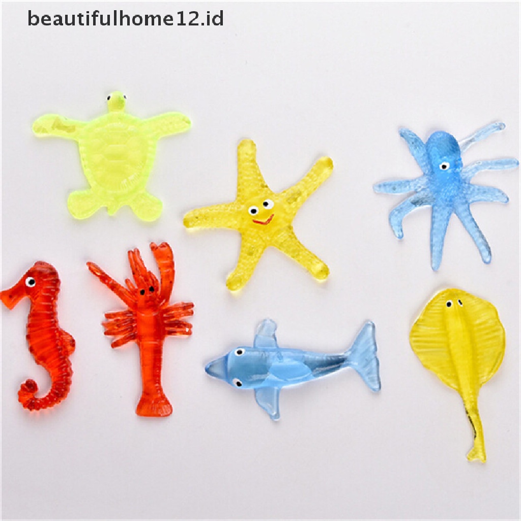 【beautifulhome12.id】 Soft Material Decompression Starfish Octopus Shark Kids Sticky Marine Animal Toy .