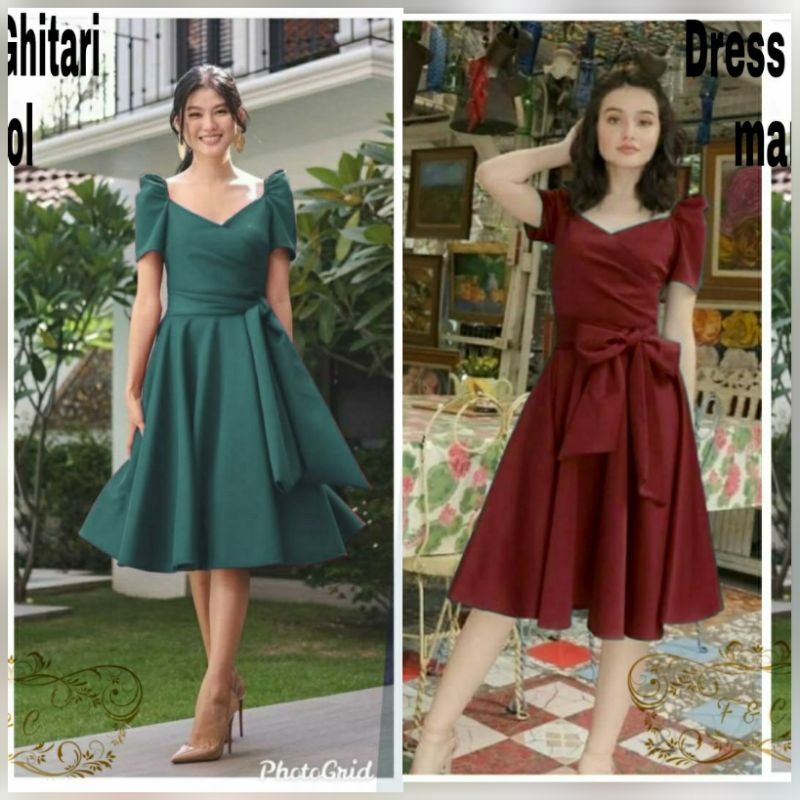 DRESS GHITARI FASHION PAKAIAN WANITA BAHAN MOSCREPE FEHM