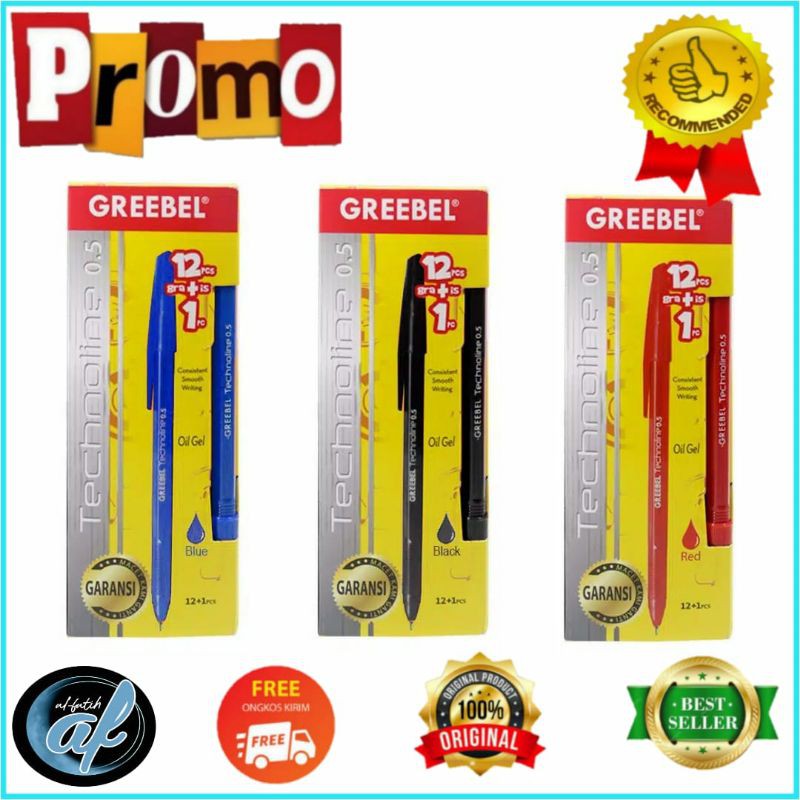 

[13 PCS] 12 + 1 PCS PEN GREEBEL TECHNOLINE PULPEN BOLPOIN GREBEL