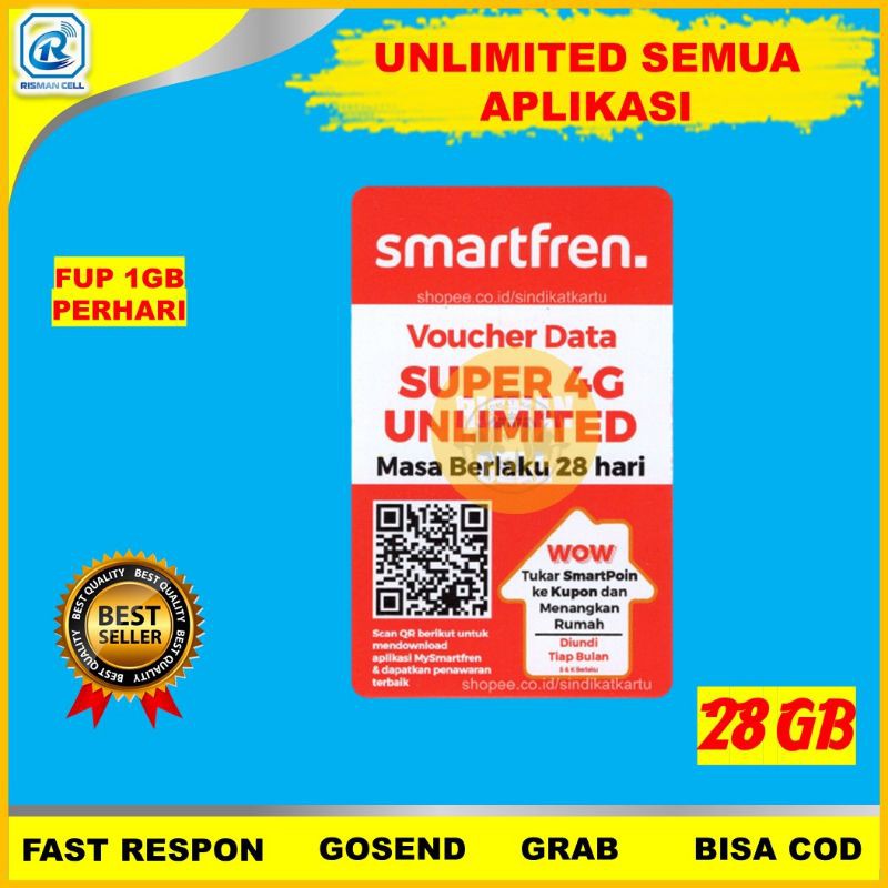 Voucher vocer Internet Kouta Data Smart Smartfren Unlimited Andromax Cod Murah Grosir 4Gb