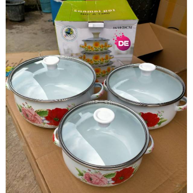 Panci Set Enamel Reoona 3 pcs