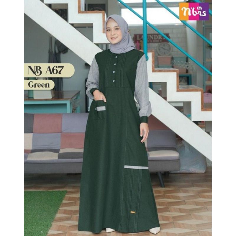 GAMIS NIBRAS TERLARIS NB A67 WARNA GREEN VIOLET BUSUI FRIENDLY BAHAN HALUS DAN LEMBUT