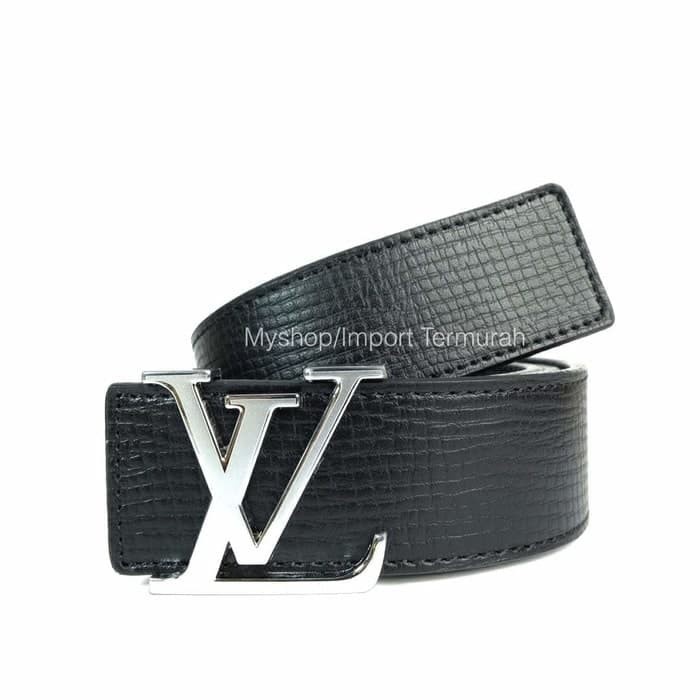 GESPER IKAT PINGGANG KULIT IMPORT PRIA COWO BRANDED  LV 95 BLACK